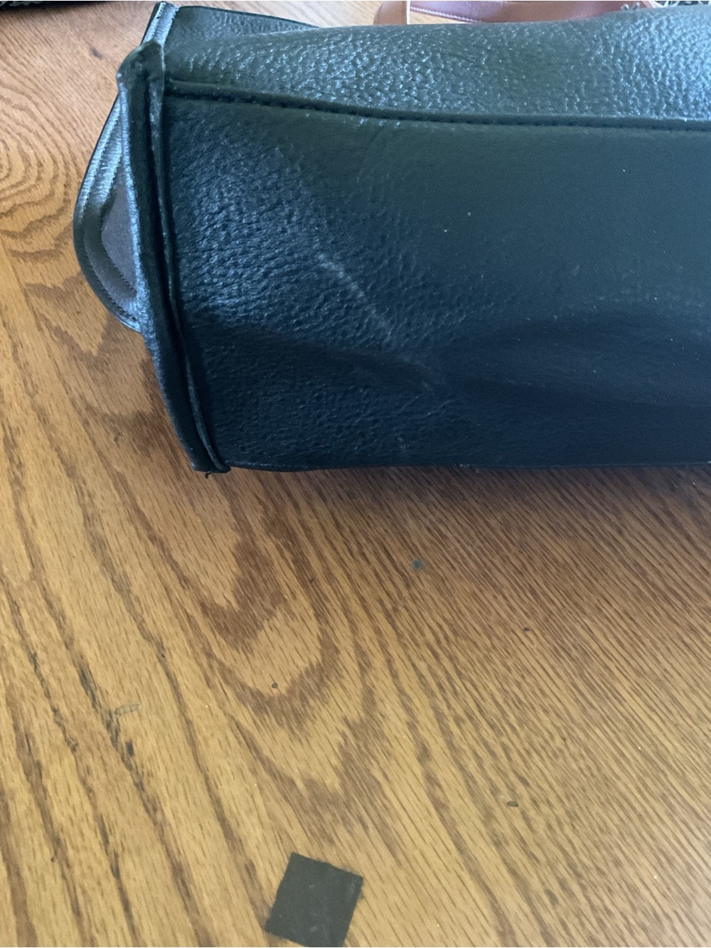 Steve Madden Black Tote with Brown Handles and Gold Hardware - Picture 7 of 8